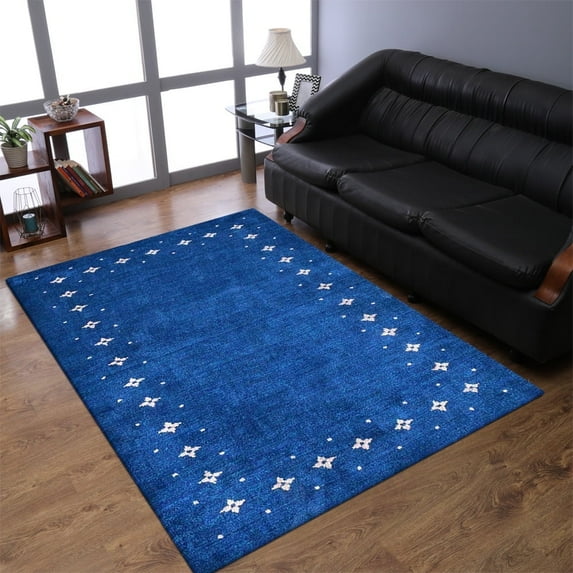 Rugsotic Carpets Handmade Rugs Hand Knotted Loom Rectangle 8'x11' Blue Silk Mix for Indoor Use