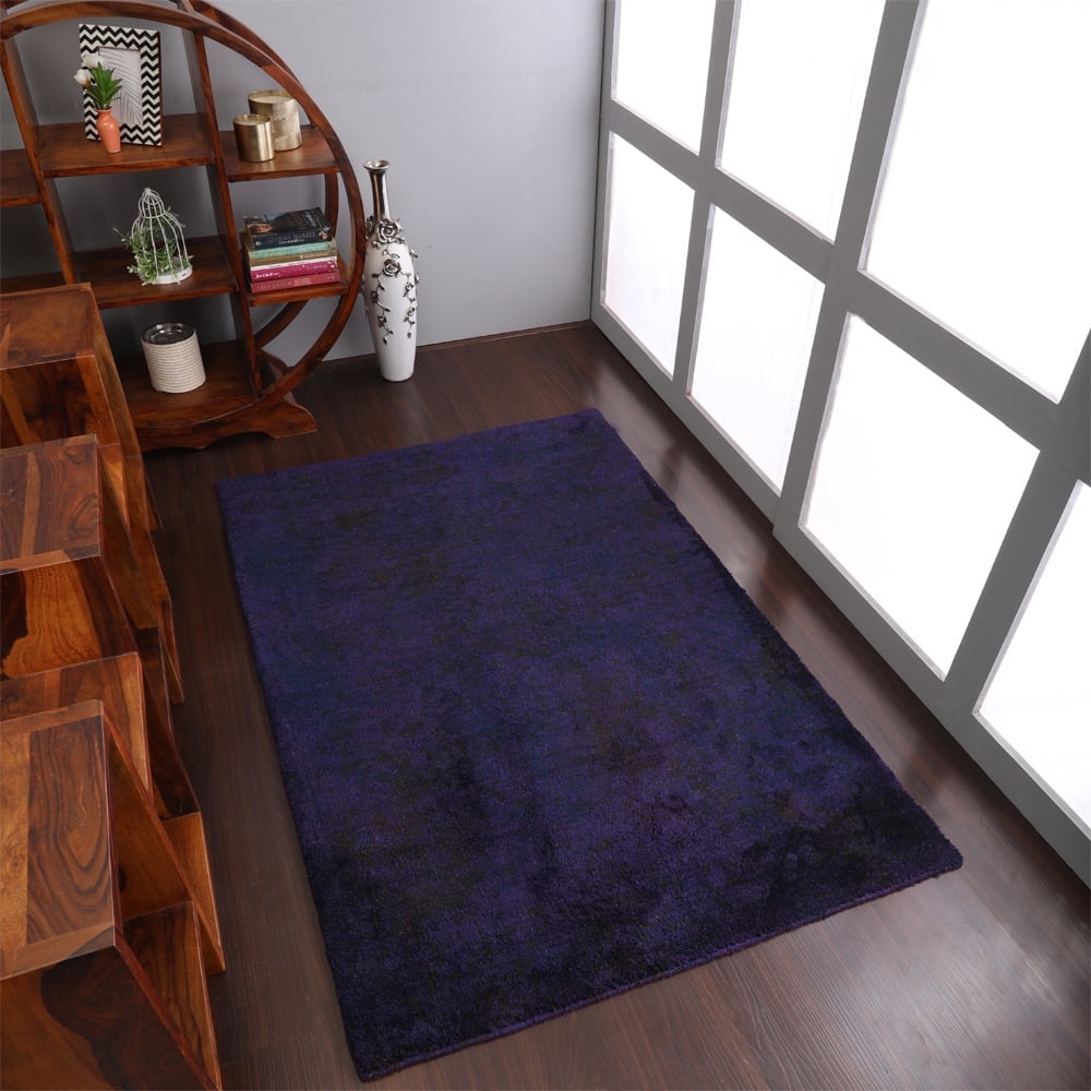 Hand Knotted outlet Gabbeh Silk Area Rug Solid Purple BBH Homes BBLS0111