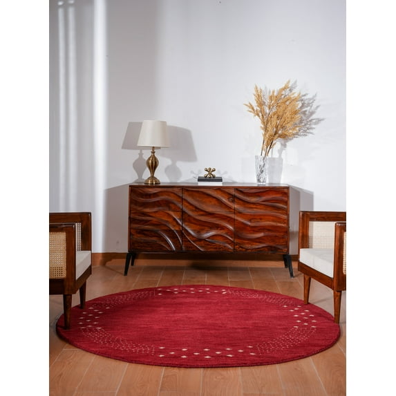 Rugsotic Carpets Hand Knotted Loom Wool 10'x10' Round Area Rug Contemporary Red L00530