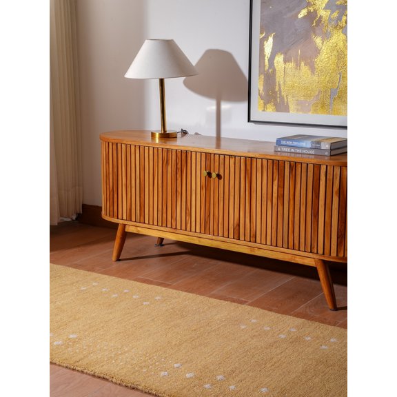 Rugsotic Carpets Hand Knotted Wool Area Rug 2'6''x10' Gold Contemporary Runner Indoor Rug for Living Room, Bedroom Antimicrobial L00530