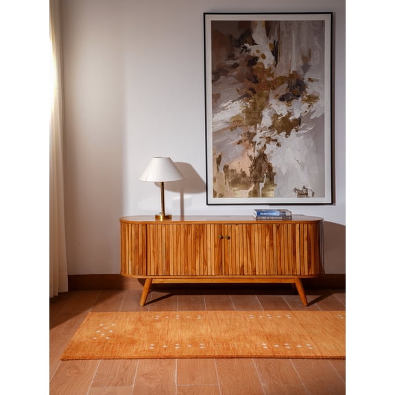 Rugsotic Carpets Hand Knotted Loom Wool 2'6''x10' Runner Area Rug Contemporary Orange L00530