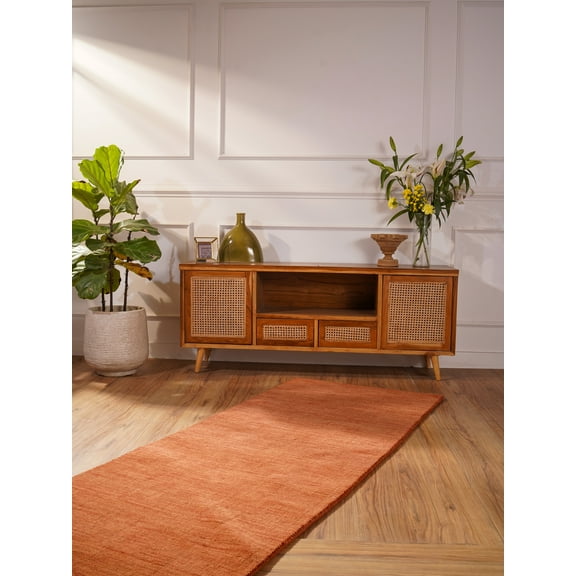 Rugsotic Carpets Hand Knotted Loom Wool 2'6''x10' Runner Area Rug Solid Pink LNC111