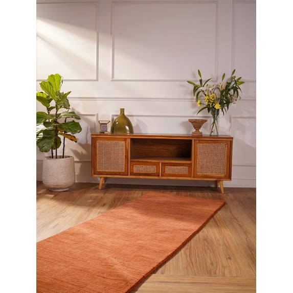 Rugsotic Carpets Hand Knotted Loom Wool 2'6''x10' Runner Area Rug Solid Pink LNC111