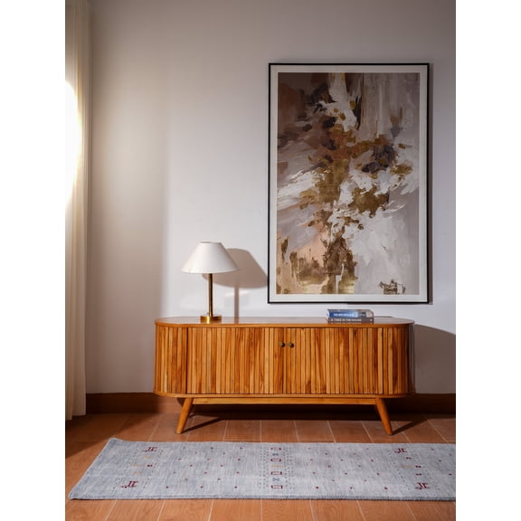 Rugsotic Carpets Hand Knotted Loom Wool 2'6''x6' Contemporary Runner Area Rug Light Blue L00585