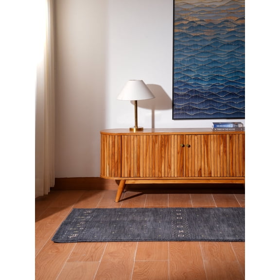Rugsotic Carpets Hand Knotted Loom Wool 2'6''x6' Runner Area Rug Contemporary Charcoal L00585