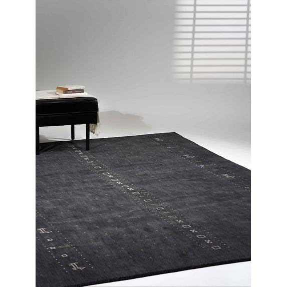 Rugsotic Carpets Handmade Rugs Hand Knotted Loom Rectangle 3'x5' Charcoal Wool for Indoor Use