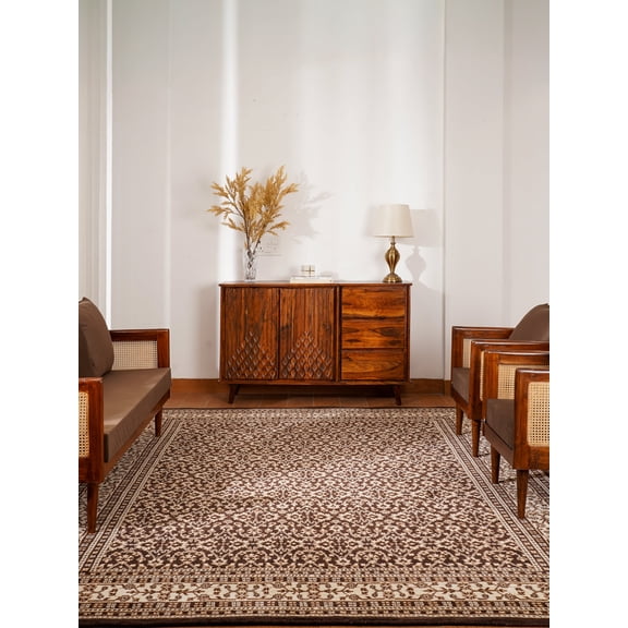 Rugsotic Carpets Hand Knotted Wool Area Rug 3'x5' Brown Beige Oriental Rectangle Indoor Rug for Living Room, Bedroom Antimicrobial HM0031
