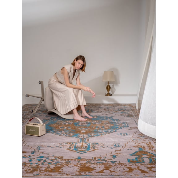 Rugsotic Carpets Hand Knotted Loom Wool 3'x5' Oriental Area Rug Beige Gold HM0005