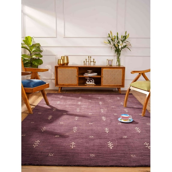 Rugsotic Carpets Hand Knotted Loom Wool 4'x6' Area Rug Contemporary Purple L00501