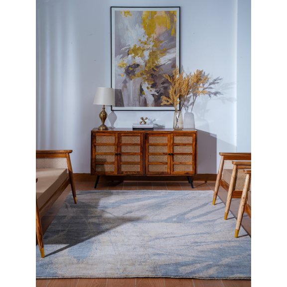 Rugsotic Carpets Hand Knotted Loom Wool 5'x8' Abstract Area Rug Grey HM0019