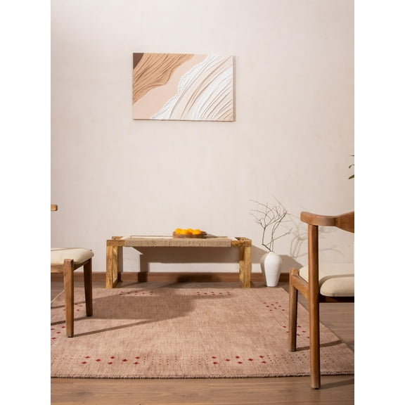 Rugsotic Carpets Hand Knotted Loom Wool 6'x6' Square Area Rug Contemporary Light Brown L00530