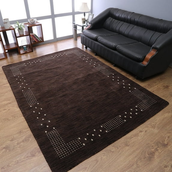 Rugsotic Carpets Handmade Rugs Hand Knotted Loom Rectangle 6'x9' Brown Wool for Indoor Use