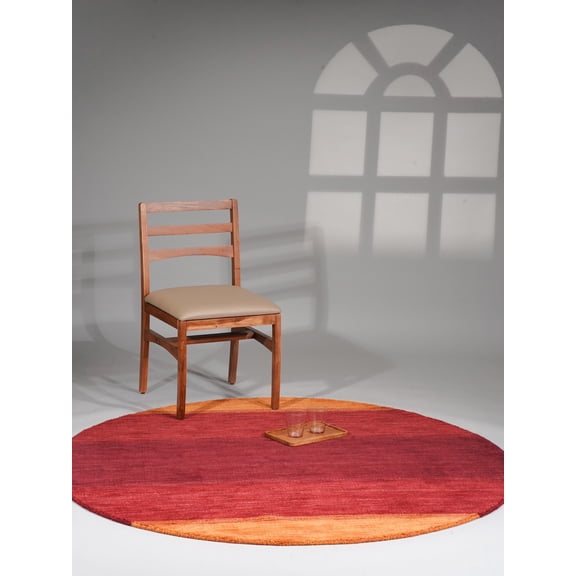 Rugsotic Carpets Hand Knotted Wool Area Rug 10'x10' Orange Red Contemporary Round Indoor Rug for Living Room, Bedroom Antimicrobial L00215