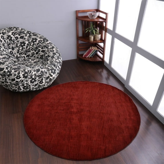 Rugsotic Carpets Handmade Rugs Hand Knotted Loom Round 10'x10' Red Wool for Indoor Use