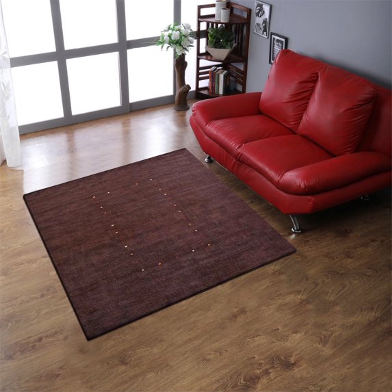 Rugsotic Carpets Hand Knotted Wool Area Rug 10'x10' Brown Contemporary Square Indoor Rug for Living Room, Bedroom Antimicrobial L00105