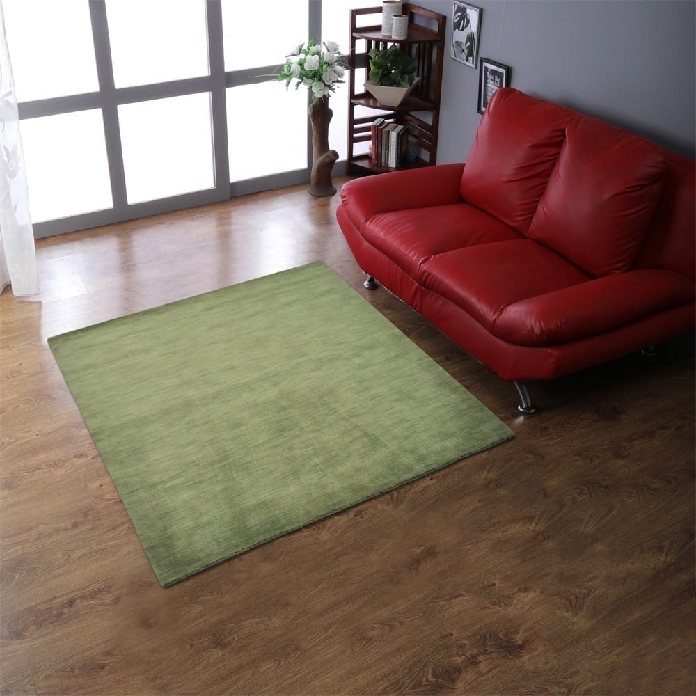 Hand-Knotted Green Wool Square Area Rug 10'x10'