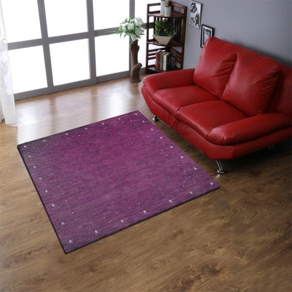 Rugsotic Carpets Handmade Rugs Hand Knotted Loom Square 10'x10' Purple Wool for Indoor Use