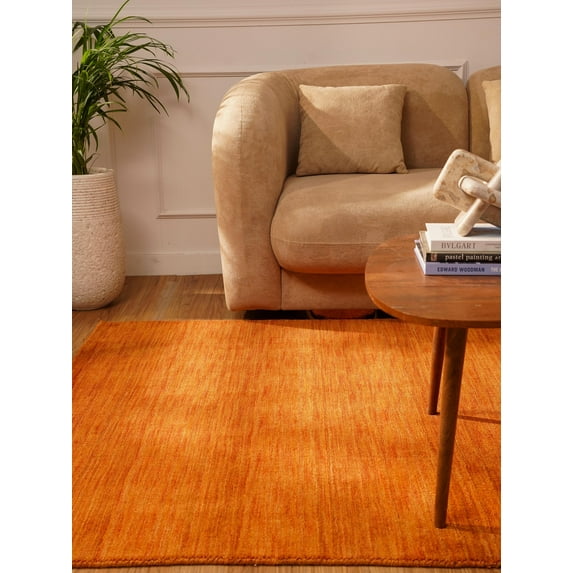 Rugsotic Carpets Luxury Durable Comfortable Hand-Knotted Wool Eco-Friendly Area Rug, Orange, Rectangle, 10' x 13'