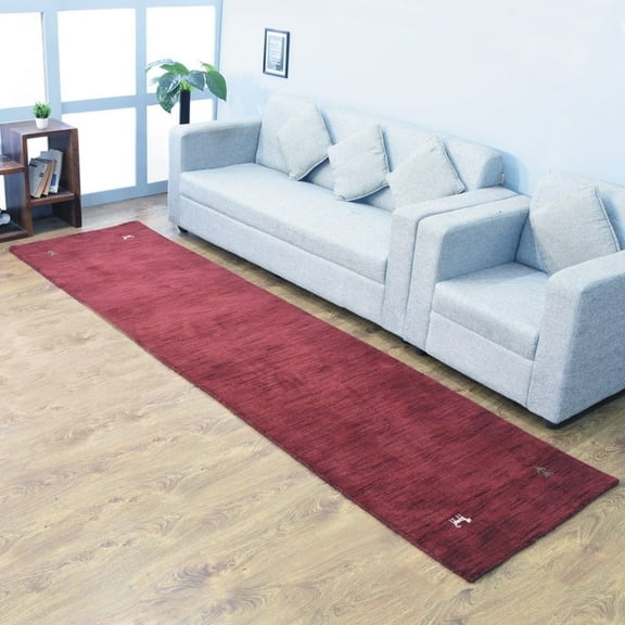 Rugsotic Carpets Handmade Rugs Hand Knotted Loom Runner 2'6''x10' Red Wool for Indoor Use