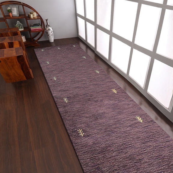 Rugsotic Carpets Handmade Rugs Hand Knotted Loom Runner 2'6''x13' Brown Wool for Indoor Use