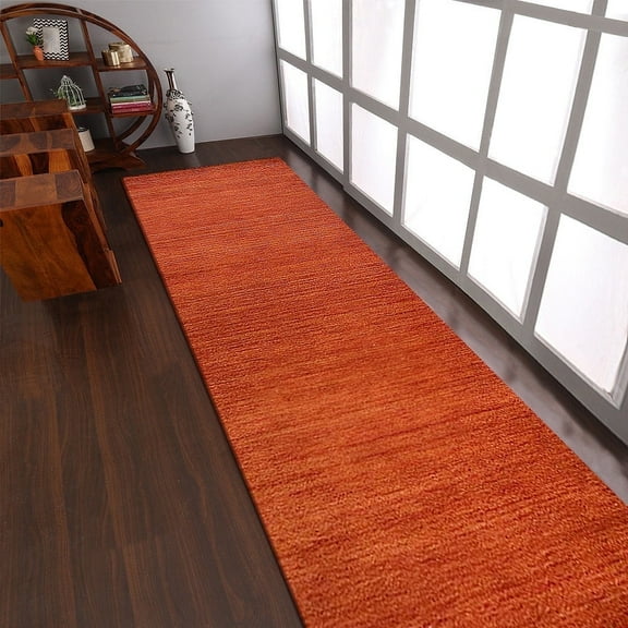 Rugsotic Carpets Handmade Rugs Hand Knotted Loom Runner 2'6''x6' Light Red Wool for Indoor Use