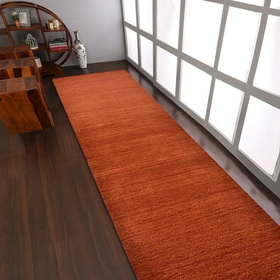 Rugsotic Carpets Handmade Rugs Hand Knotted Loom Runner 2'8''x6' Light Red Wool for Indoor Use
