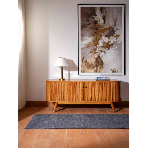 Rugsotic Carpets Handmade Rugs Hand Knotted Loom Runner 3'x10' Charcoal Wool for Indoor Use