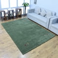 thumbnail image 1 of Rugsotic Carpets Hand Knotted Wool Area Rug 3'x5' Green Contemporary Rectangle Indoor Rug for Living Room, Bedroom Antimicrobial L00100, 1 of 10