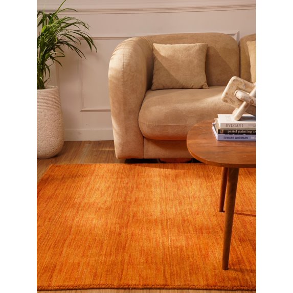 Rugsotic Carpets Luxury Durable Comfortable Hand-Knotted Wool Eco-Friendly Area Rug, Orange, 3' x 5'