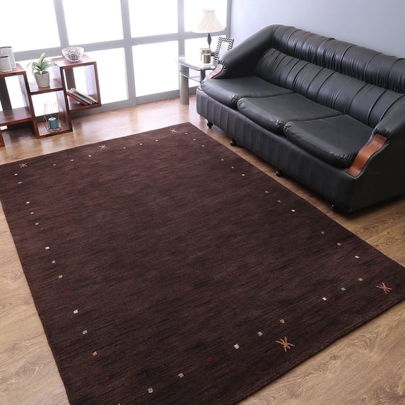 Rugsotic Carpets Handmade Rugs Hand Knotted Loom Rectangle 4'x6' Brown Wool for Indoor Use