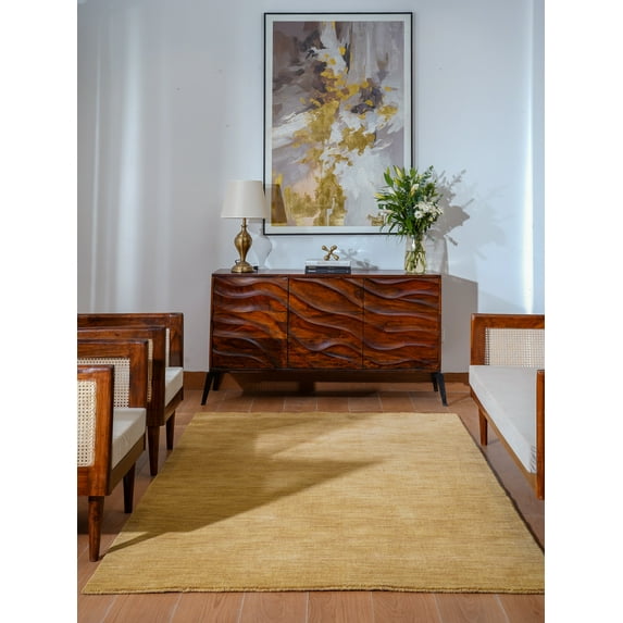 Rugsotic Carpets Handmade Rugs Hand Knotted Loom Rectangle 4'x6' Gold Wool for Indoor Use