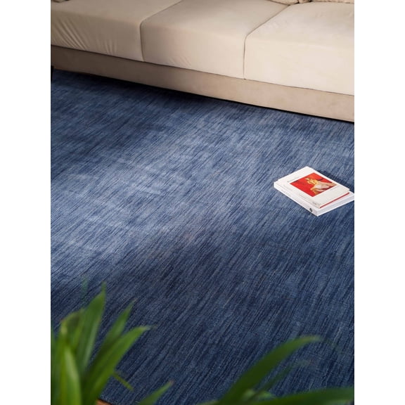 Rugsotic Carpets Handmade Rugs Hand Knotted Loom Rectangle 5'7''x7'10'' Blue Wool for Indoor Use