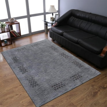Rugsotic Carpets Handmade Rugs Hand Knotted Loom Rectangle 5'x8' Light Blue Wool for Indoor Use