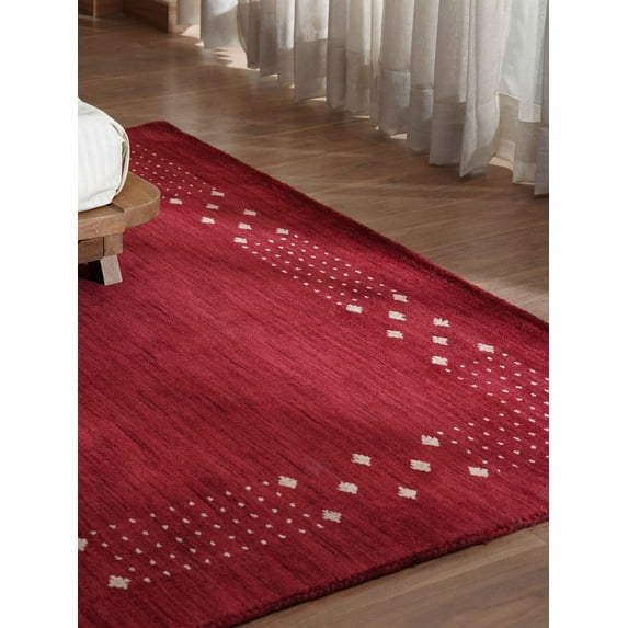 Rugsotic Carpets Handmade Rugs Hand Knotted Loom Rectangle 5'x8' Red Wool for Indoor Use