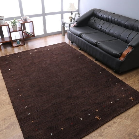 Rugsotic Carpets Handmade Rugs Hand Knotted Loom Rectangle 5'x8' Brown Wool for Indoor Use