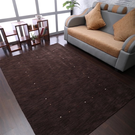 Rugsotic Carpets Handmade Rugs Hand Knotted Loom Rectangle 5'x8' Brown Wool for Indoor Use