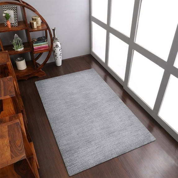 Rugsotic Carpets Handmade Rugs Hand Knotted Loom Rectangle 5'x8' Gray Wool for Indoor Use
