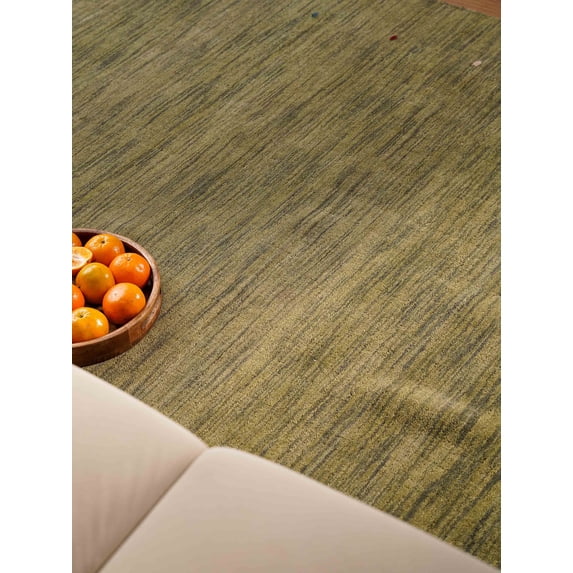 Rugsotic Carpets Hand Knotted Wool Area Rug 5'x8' Green Contemporary Rectangle Indoor Rug for Living Room, Bedroom Antimicrobial L00102