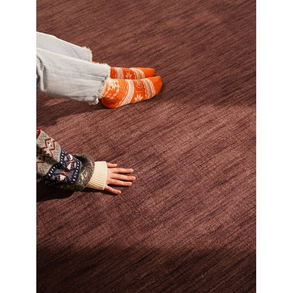 Rugsotic Carpets Handmade Rugs Hand Knotted Loom Rectangle 5'x8' Purple Wool for Indoor Use