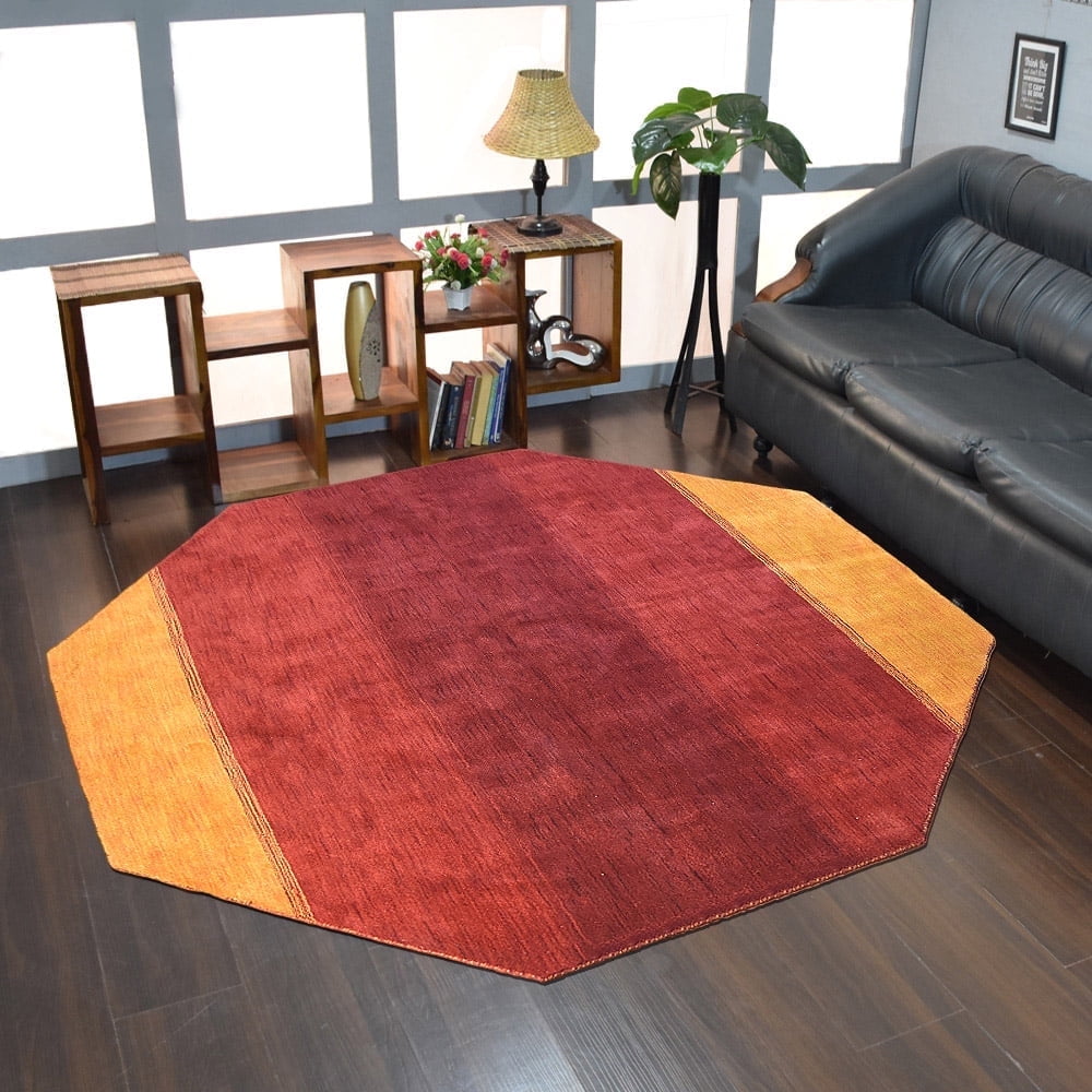 Rugsotic Carpets Hand Knotted Loom Wool Eco-Friendly Area Rugs-Orange ...