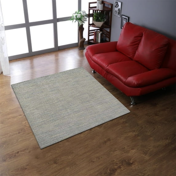 Rugsotic Carpets Handmade Rugs Hand Knotted Loom Square 6'x6' Light Blue Wool for Indoor Use