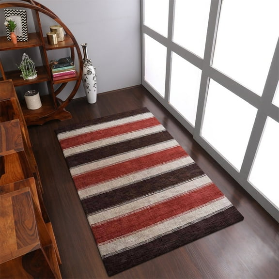 Rugsotic Carpets Handmade Rugs Hand Knotted Loom Rectangle 6'x9' Brown Beige Wool for Indoor Use