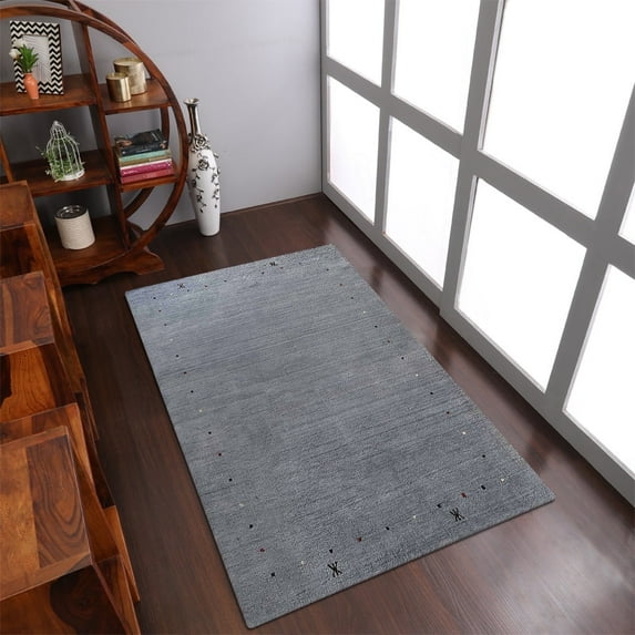 Rugsotic Carpets Handmade Rugs Hand Knotted Loom Rectangle 6'x9' Light Blue Wool for Indoor Use