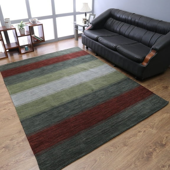 Rugsotic Carpets Handmade Rugs Hand Knotted Loom Rectangle 6'x9' Multicolor Wool for Indoor Use