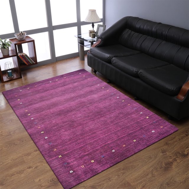 Rugsotic Carpets Handmade Rugs Hand Knotted Loom Rectangle 6'x9' Purple Wool for Indoor Use