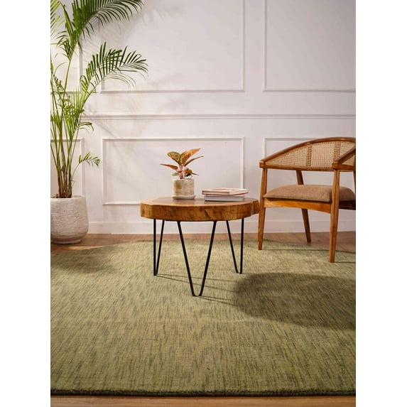 Rugsotic Carpets Handmade Rugs Hand Knotted Loom Octagon 8'x8' Green Wool for Indoor Use