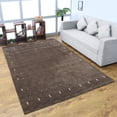 thumbnail image 1 of Rugsotic Carpets Hand Knotted Wool Area Rug 8'x11' Brown Contemporary Rectangle Indoor Rug for Living Room, Bedroom Antimicrobial L00535, 1 of 6