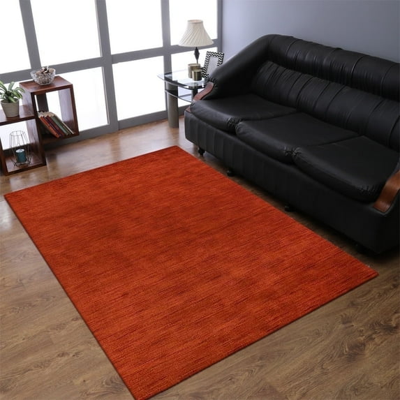 Rugsotic Carpets Handmade Rugs Hand Knotted Loom Rectangle 8'x11' Light Red Wool for Indoor Use