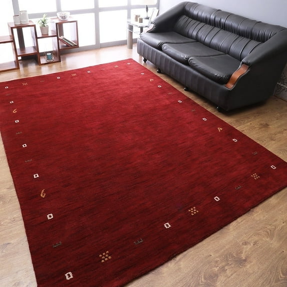 Rugsotic Carpets Handmade Rugs Hand Knotted Loom Rectangle 8'x11' Red Wool for Indoor Use