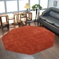thumbnail image 1 of Rugsotic Carpets Handmade Rugs Hand Knotted Loom Octagon 8'x8' Light Red Wool for Indoor Use, 1 of 9